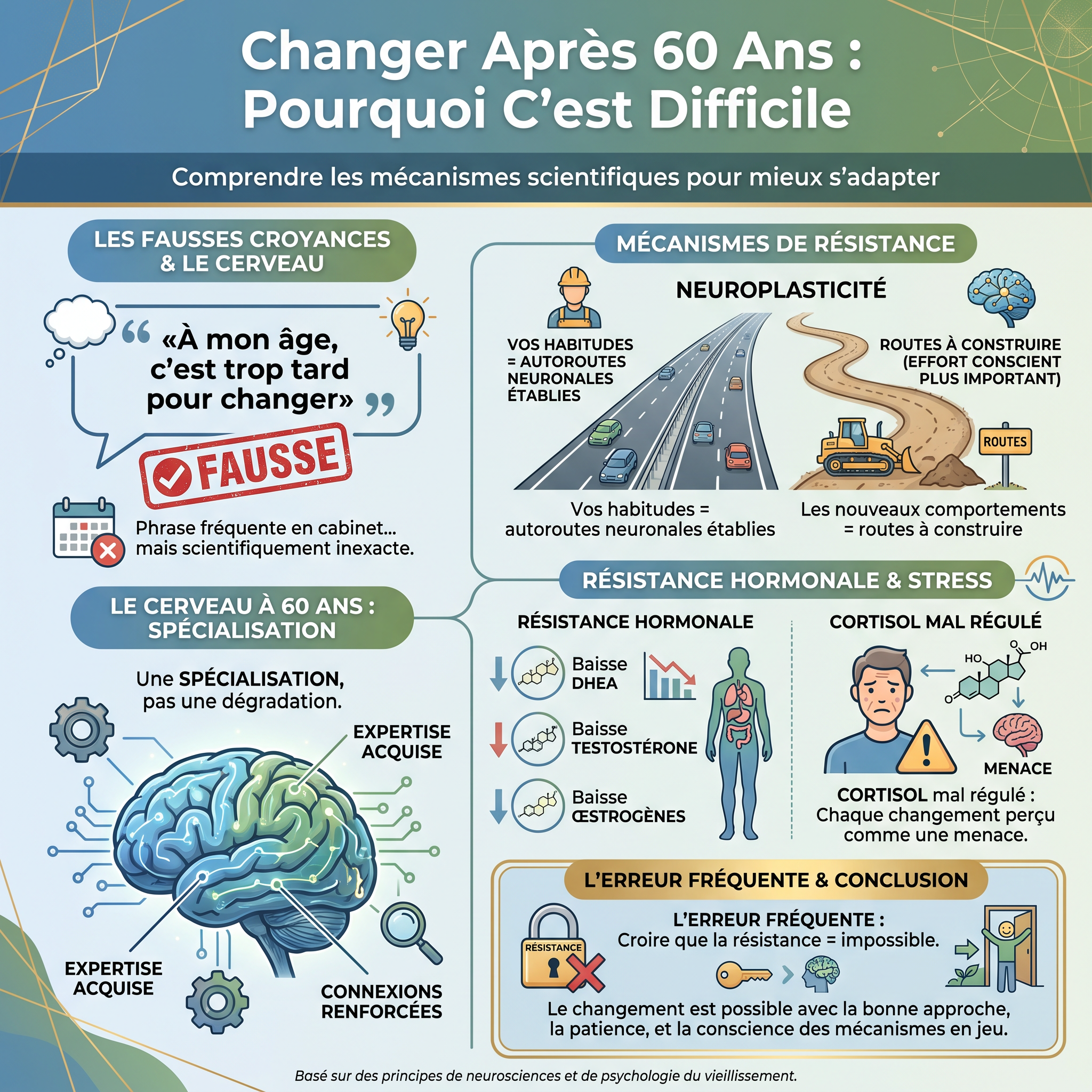 infographie explicant pourquoi c'est compliqué de changer après 60 ans